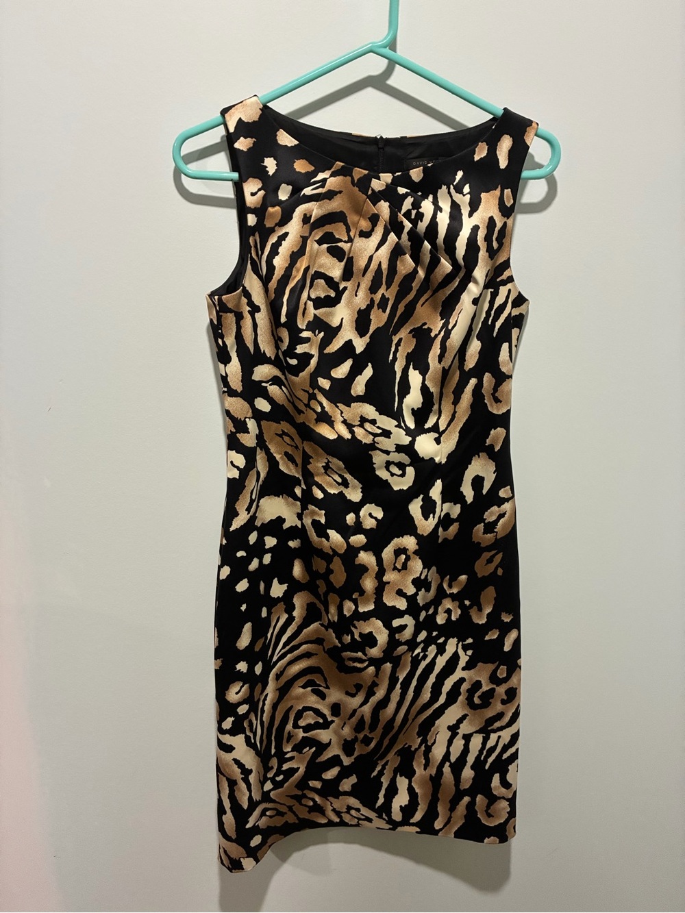 David Meister Animal Print Sheath Knee Length Dress Size 4